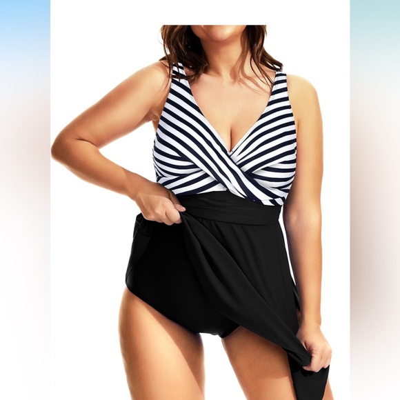 Daci One Piece Tummy Control Bathing Suit skirted skirt swim swimsuit 12W - Picture 3 of 4